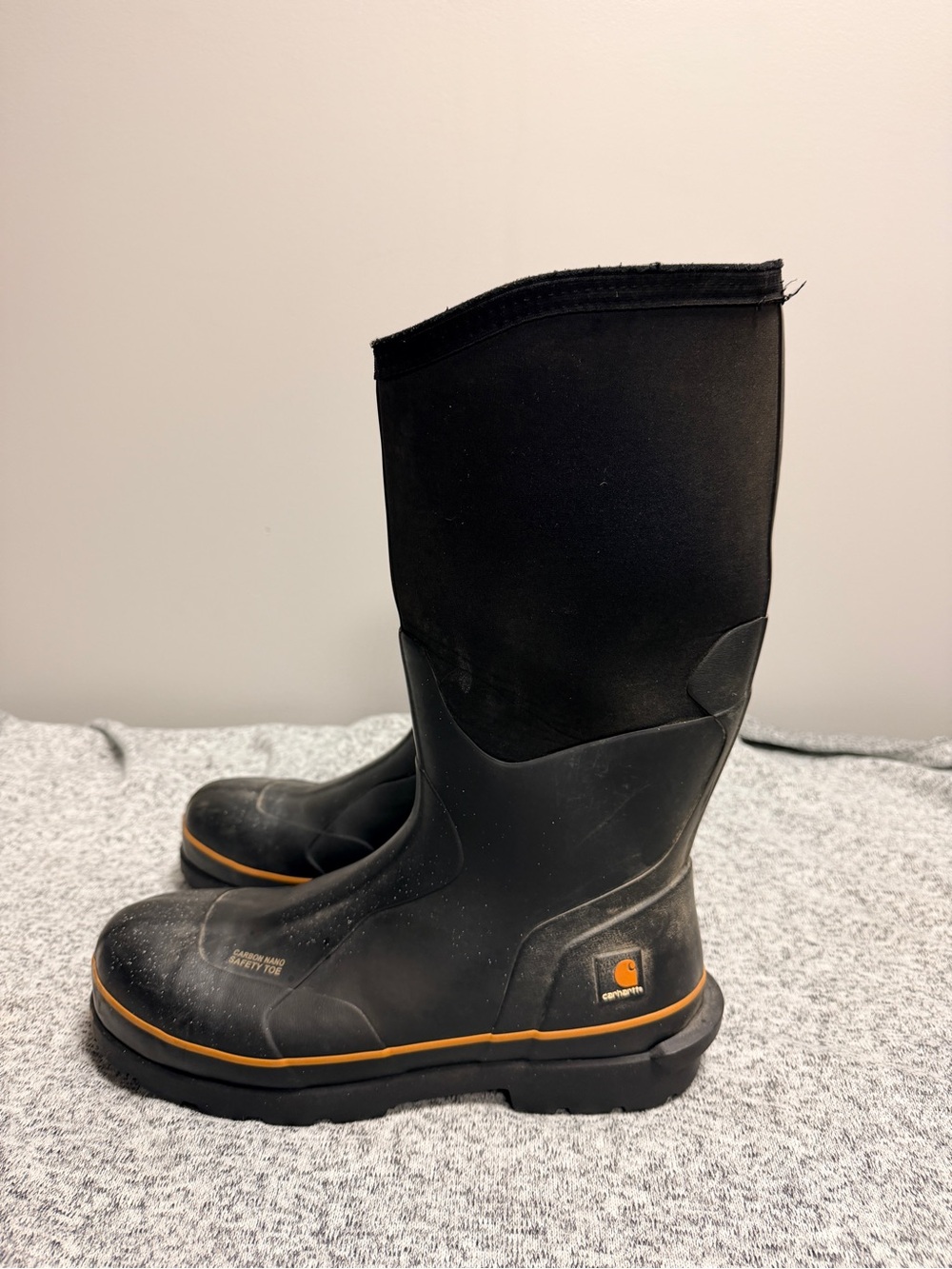 Carhartt Men's Black and Orange Insulated Waterproof Work Boots